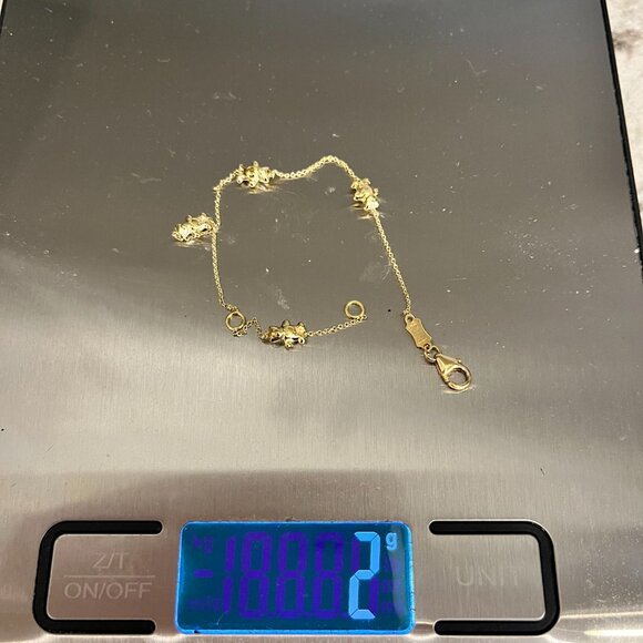 18k Gold Bears Bracelet Kids 7 Inch - Picture 9 of 12